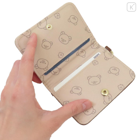 Japan San-X Bifold Pass Case Card Holder with Reel - Rilakkuma : Face - 3