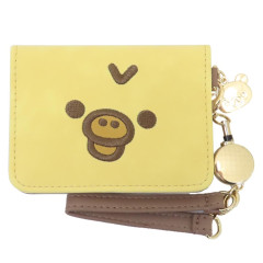 Japan San-X Bifold Pass Case Card Holder with Reel - Kiiroitori : Face