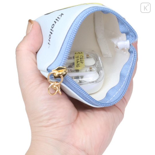 Japan San-X Triangular Mini Pouch - Kiiroitori : Face Pale Blue - 3