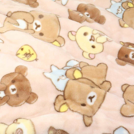 Japan San-X Warm Large Blanket - Rilakkuma : Pink Beige Brown - 2