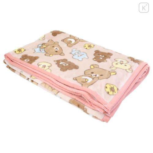 Japan San-X Warm Large Blanket - Rilakkuma : Pink Beige Brown - 4