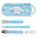 Japan Sanrio Original Bento Lunch Cutlery Set Spoon Fork Chopstick - Cinnamoroll : Sky Blue - 2