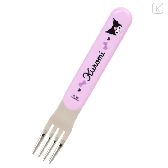 Japan Sanrio Original Bento Lunch Cutlery Set Spoon Fork Chopstick - Kuromi : Purple Ribbon - 3
