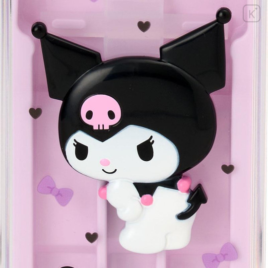 Japan Sanrio Original Bento Lunch Cutlery Set Spoon Fork Chopstick - Kuromi : Purple Ribbon - 6