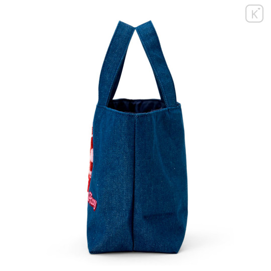 Japan Sanrio Sagara Embroidered Denim Mini Tote Bag - Hello Kitty : Heart Candy - 2