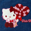Japan Sanrio Sagara Embroidered Denim Mini Tote Bag - Hello Kitty : Heart Candy - 4