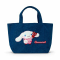 Japan Sanrio Sagara Embroidered Denim Mini Tote Bag - Cinnamoroll : Heart Candy - 1