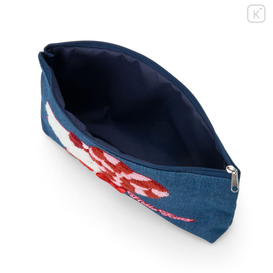 Japan Sanrio Sagara Embroidered Denim Pouch - Hello Kitty : Heart Candy - 3