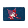 Japan Sanrio Sagara Embroidered Denim Pouch - Kuromi : Heart Candy - 1