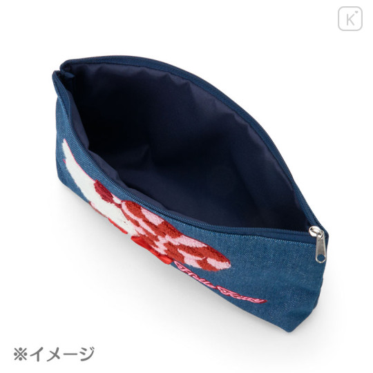 Japan Sanrio Sagara Embroidered Denim Pouch - Kuromi : Heart Candy - 3