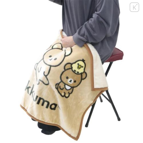 Japan San-X Flannel Lap Blanket - Rilakkuma : Light Brown - 4