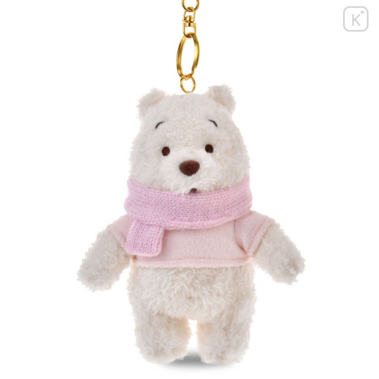 Japan Disney Store Fluffy Plush Keychain - Pooh : White Pooh Reversible 2 Way - 2