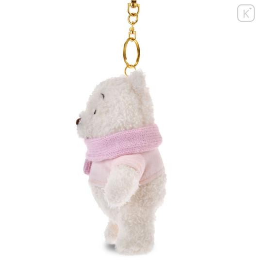 Japan Disney Store Fluffy Plush Keychain - Pooh : White Pooh Reversible 2 Way - 4