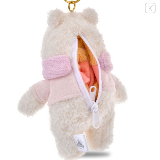 Japan Disney Store Fluffy Plush Keychain - Pooh : White Pooh Reversible 2 Way - 6
