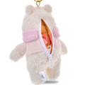 Japan Disney Store Fluffy Plush Keychain - Pooh : White Pooh Reversible 2 Way - 6