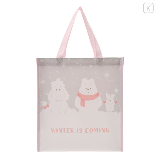 Japan Disney Store Eco Shopping Bag - Eeyore & Piglet & Pooh : White Pooh Snowman - 1