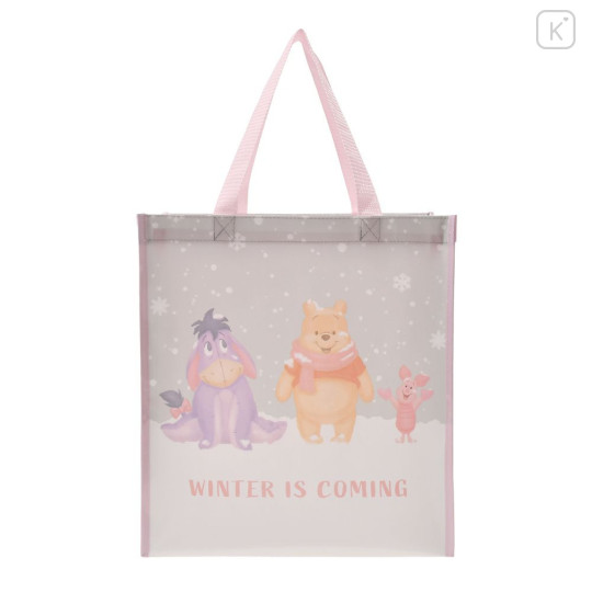 Japan Disney Store Eco Shopping Bag - Eeyore & Piglet & Pooh : White Pooh Snowman - 3