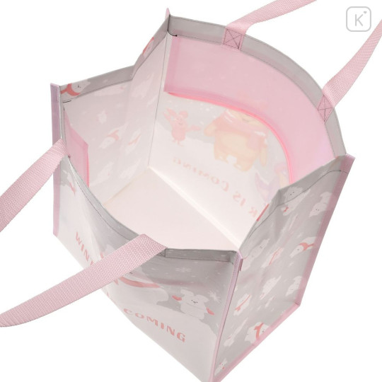 Japan Disney Store Eco Shopping Bag - Eeyore & Piglet & Pooh : White Pooh Snowman - 6