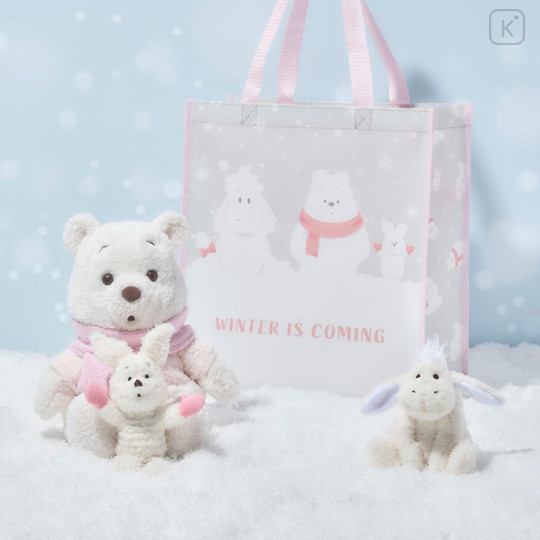 Japan Disney Store Eco Shopping Bag - Eeyore & Piglet & Pooh : White Pooh Snowman - 7