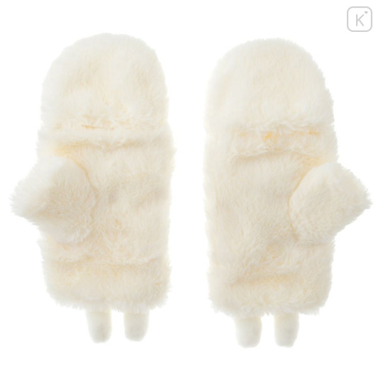 Japan Disney Store Fake Fur Mittens - Pooh : White Pooh Mascot - 3