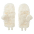 Japan Disney Store Fake Fur Mittens - Pooh : White Pooh Mascot - 3