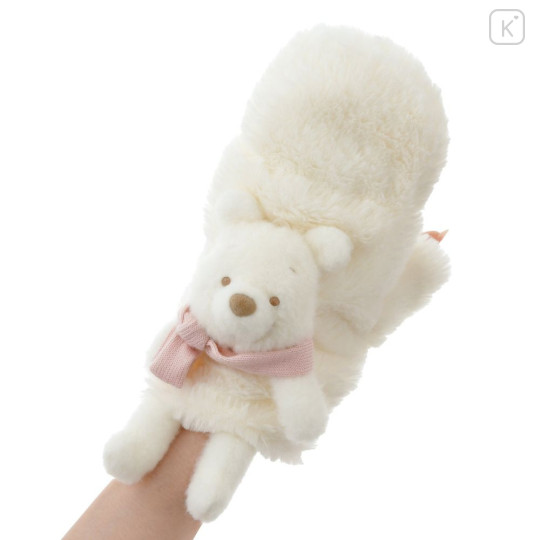 Japan Disney Store Fake Fur Mittens - Pooh : White Pooh Mascot - 4