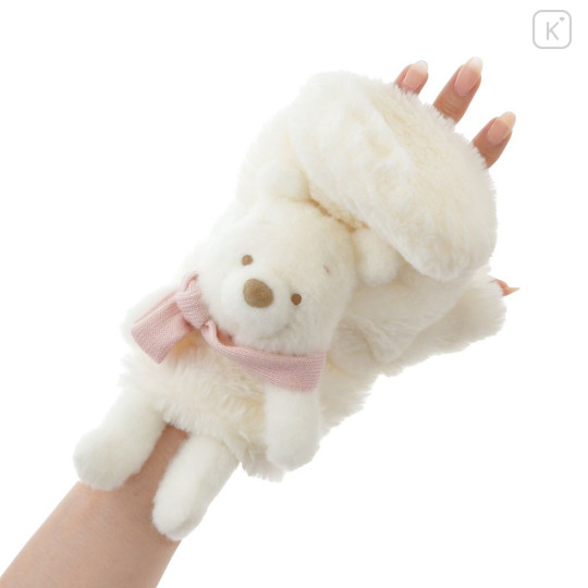 Japan Disney Store Fake Fur Mittens - Pooh : White Pooh Mascot - 5