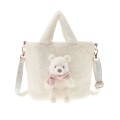 Japan Disney Store 2 Way Tote Bag - Pooh : White Pooh Mascot Fake Fur - 2