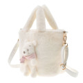 Japan Disney Store 2 Way Tote Bag - Pooh : White Pooh Mascot Fake Fur - 3