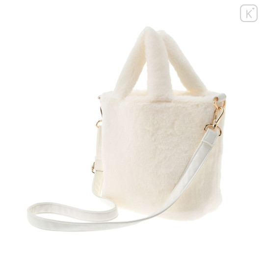 Japan Disney Store 2 Way Tote Bag - Pooh : White Pooh Mascot Fake Fur - 4