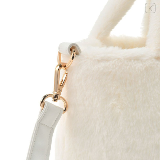 Japan Disney Store 2 Way Tote Bag - Pooh : White Pooh Mascot Fake Fur - 6