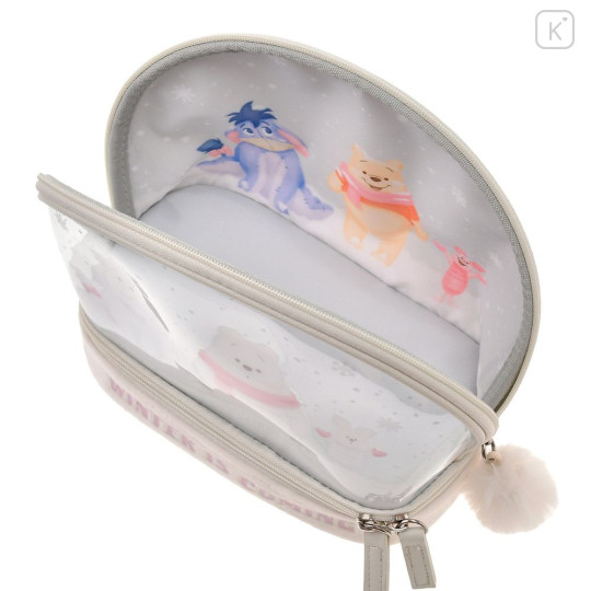 Japan Disney Store Clear Cosmetic Pouch - Eeyore & Piglet & Pooh : White Pooh 2 Tier - 7