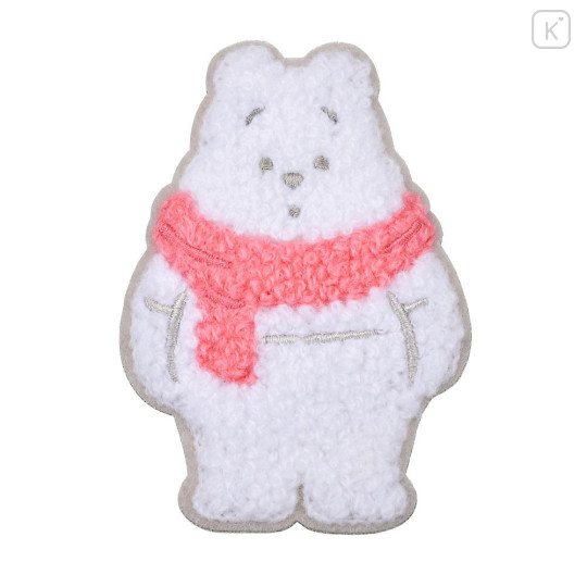 Japan Disney Store Embroidery Sticker - Pooh : White Pooh Snowman - 1