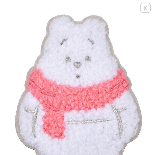 Japan Disney Store Embroidery Sticker - Pooh : White Pooh Snowman - 4