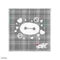 Japan Disney Gauze Towel Handkerchief - Baymax : Gingham Grey Alphabet Y - 1
