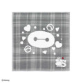 Japan Disney Gauze Towel Handkerchief - Baymax : Gingham Grey Alphabet S - 1