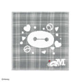 Japan Disney Gauze Towel Handkerchief - Baymax : Gingham Grey Alphabet M - 1
