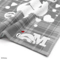 Japan Disney Gauze Towel Handkerchief - Baymax : Gingham Grey Alphabet M - 2