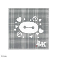 Japan Disney Gauze Towel Handkerchief - Baymax : Gingham Grey Alphabet K - 1