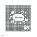 Japan Disney Gauze Towel Handkerchief - Baymax : Gingham Grey Alphabet H - 1