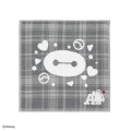 Japan Disney Gauze Towel Handkerchief - Baymax : Gingham Grey Alphabet A - 1