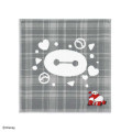 Japan Disney Gauze Towel Handkerchief - Baymax : Gingham Grey Red - 1