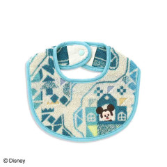 Japan Disney Bib - Mickey : Kidea Tekuteku Museum Turquoise