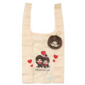 Japan Monchhichi Eco Shopping Bag & Mascot Pouch - Beige Love - 1