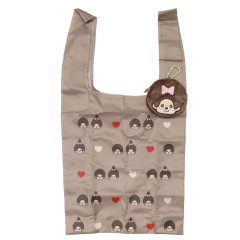 Japan Monchhichi Eco Shopping Bag & Mascot Pouch - Brown Love