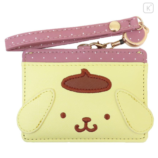 Japan Sanrio Pass Case Card Holder & Reel - Pompompurin : Face Yellow Brown - 1