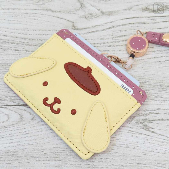 Japan Sanrio Pass Case Card Holder & Reel - Pompompurin : Face Yellow Brown - 3