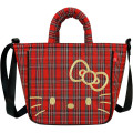 Japan Sanrio Rootote Baby Roo Shoulder Crossbody Bag - Hello Kitty : Tartan Red - 1