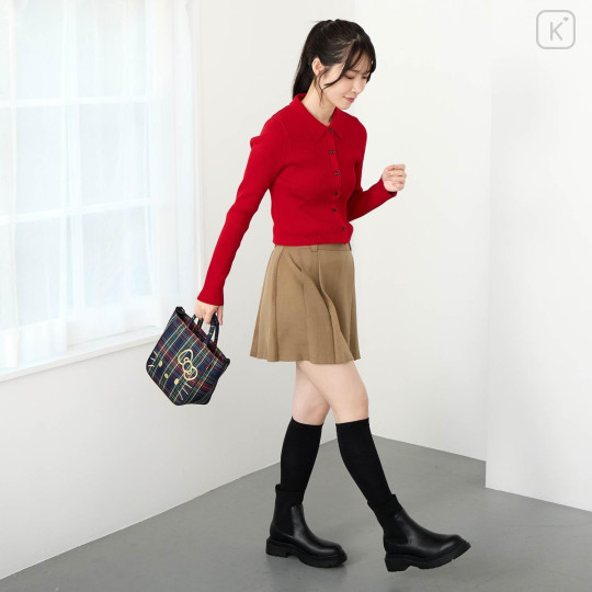 Japan Sanrio Rootote Baby Roo Shoulder Crossbody Bag - Hello Kitty : Tartan Red - 5