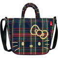 Japan Sanrio Rootote Small Shoulder Crossbody Bag - Hello Kitty : Tartan Navy - 1